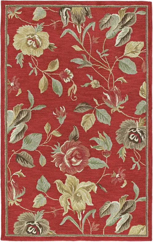 Modern Loom Khazana Raspberry Red Floral Contemporary Rug