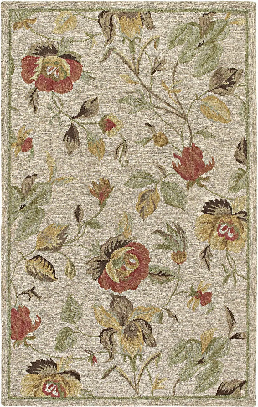 Modern Loom Khazana Hand Tufted Sand Floral Contemporary Rug