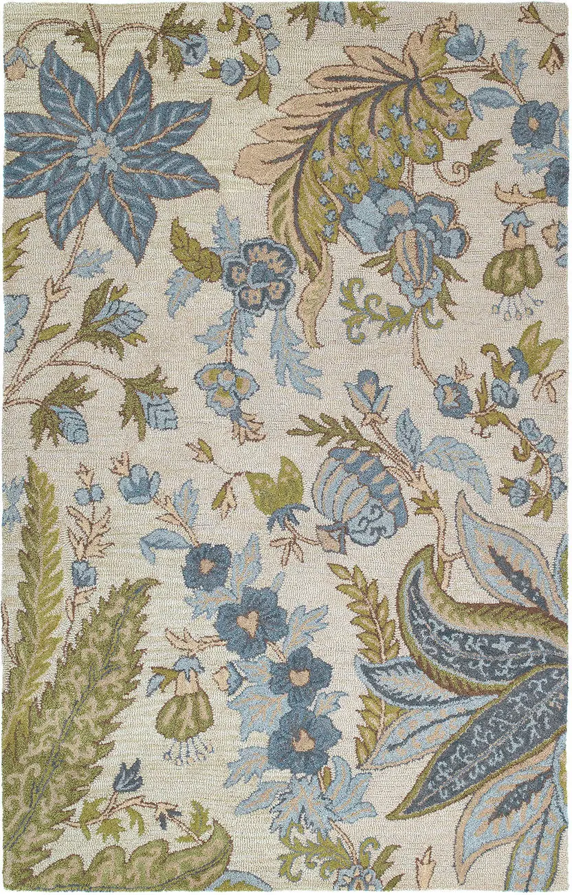 Modern Loom Khazana Hand Tufted Sand Floral Contemporary Rug 2