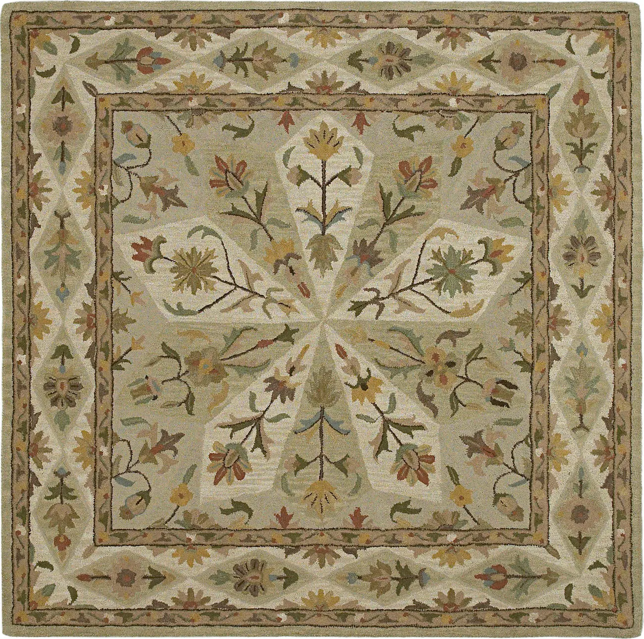 Modern Loom Tara Square Hand Tufted Beige Traditional Rug