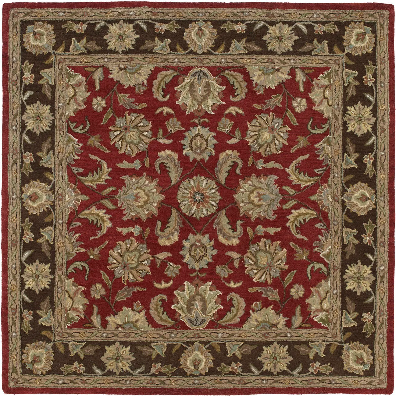 Modern Loom Tara Square Raspberry Traditional Rug