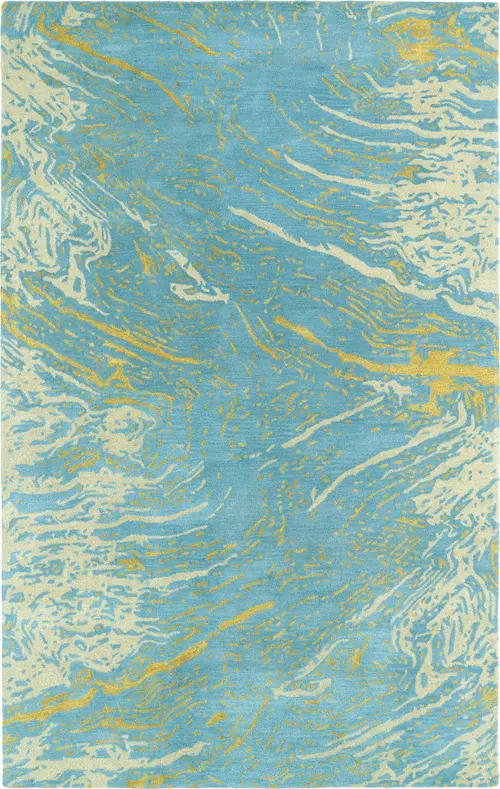 Modern Loom Brushstrokes Hand Tufted Mint Blue Modern Rug
