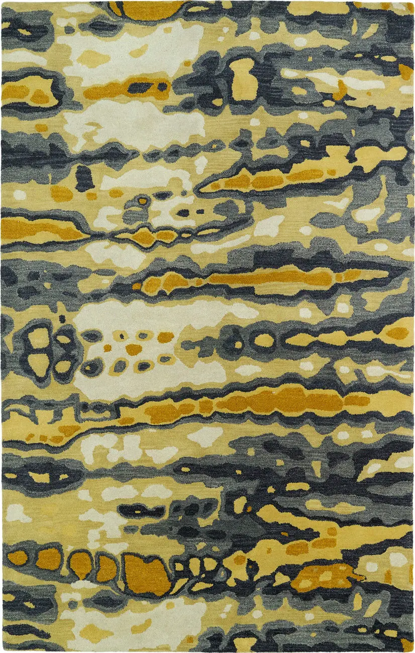 Modern Loom Brushstrokes Hand Tufted Gold Modern Rug
