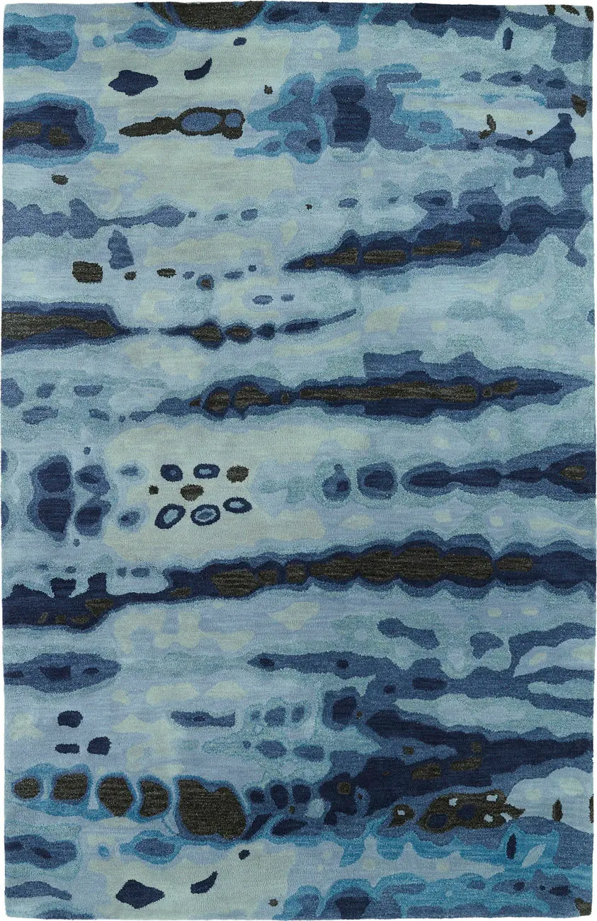 Modern Loom Brushstrokes Hand Tufted Blue Modern Rug