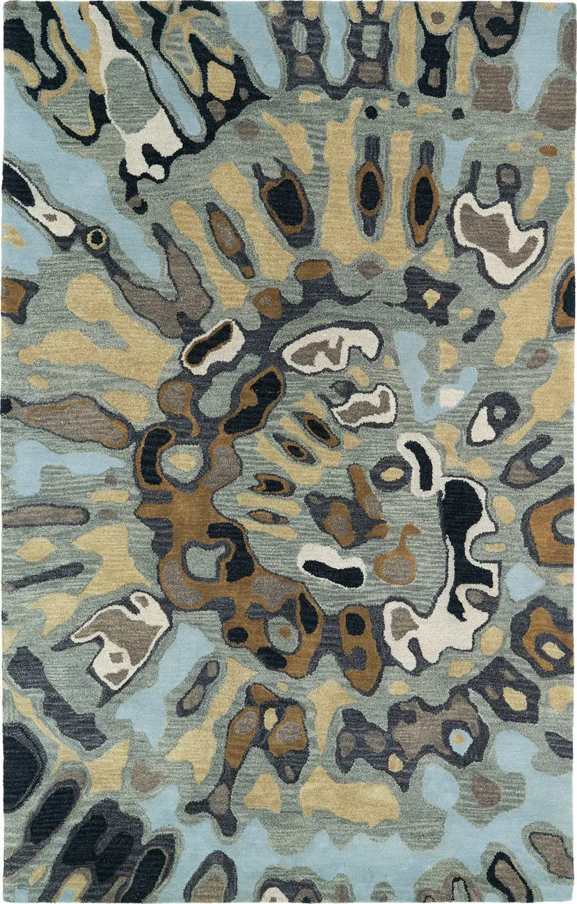 Modern Loom Brushstrokes Hand Tufted Pewter Green Modern Rug