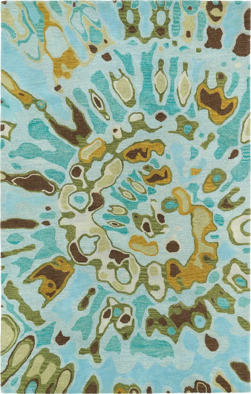 Modern Loom Brushstrokes Hand Tufted Sky Blue Modern Rug