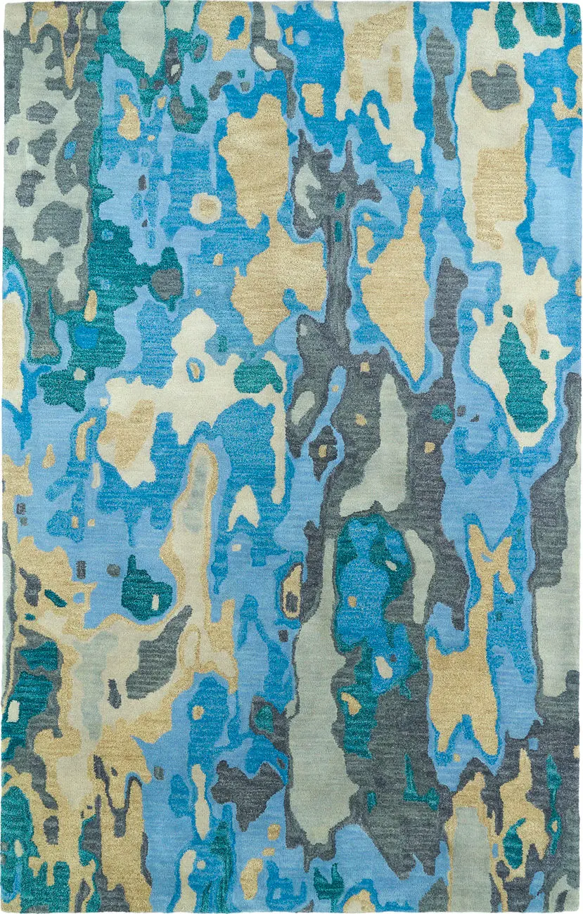 Modern Loom Brushstrokes Hand Tufted Blue Modern Rug 2