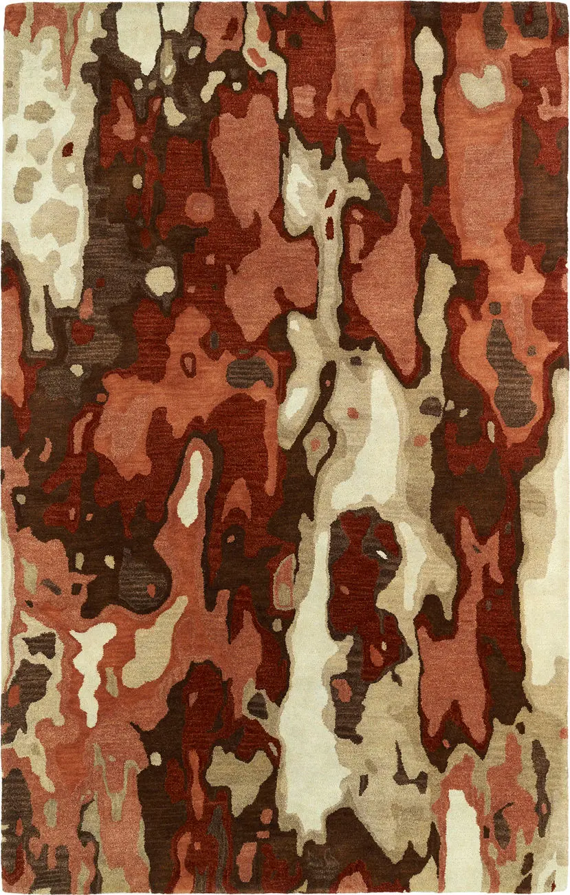 Modern Loom Brushstrokes Hand Tufted Brick Modern Rug