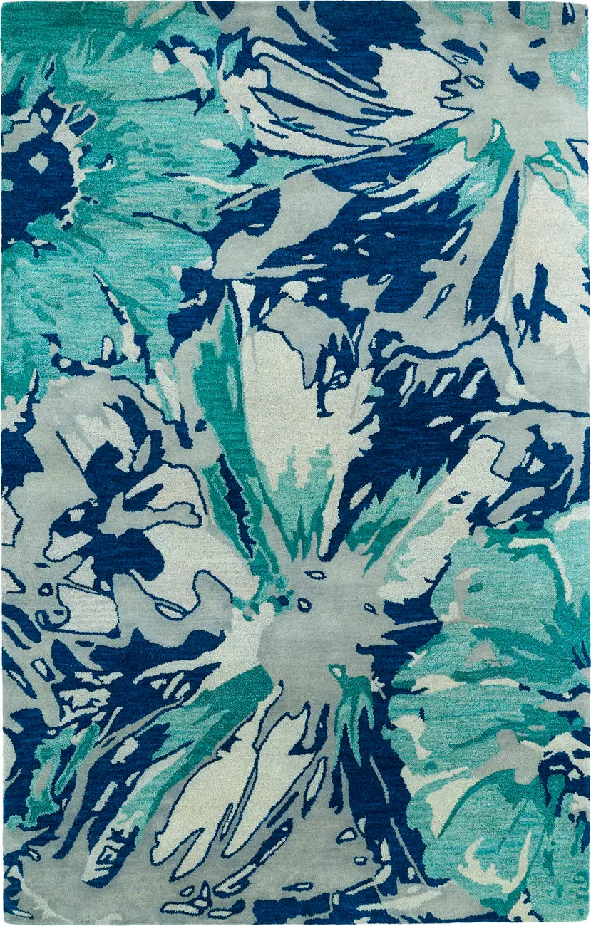 Modern Loom Brushstrokes Hand Tufted Navy Modern Rug