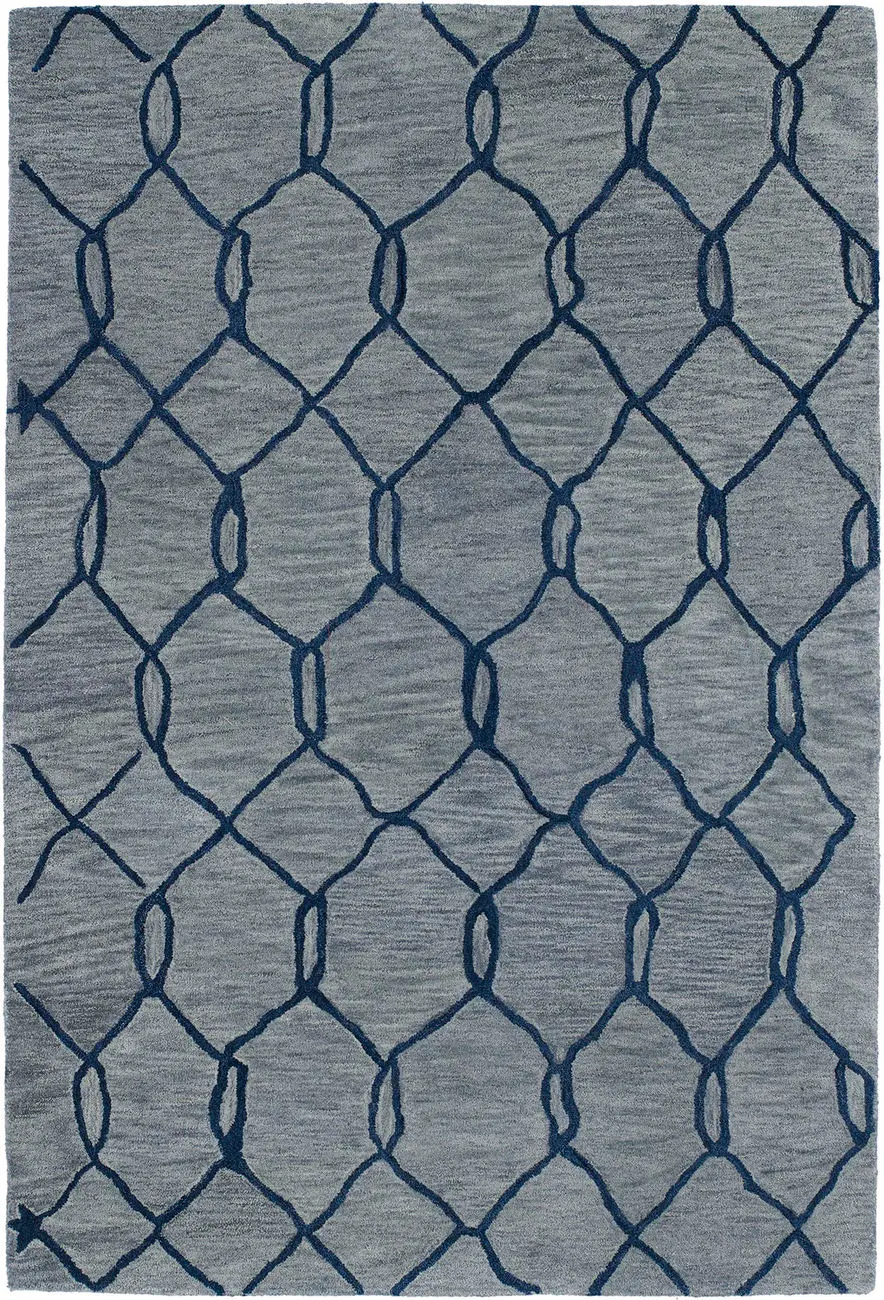 Modern Loom Casablanca Light Blue Patterned Modern Rug