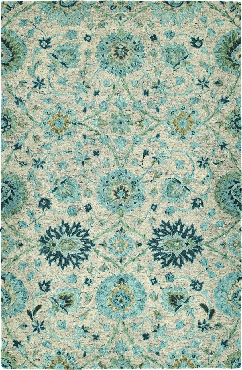 Modern Loom Chancellor Hand Tufted Turquoise Traditional Rug 2