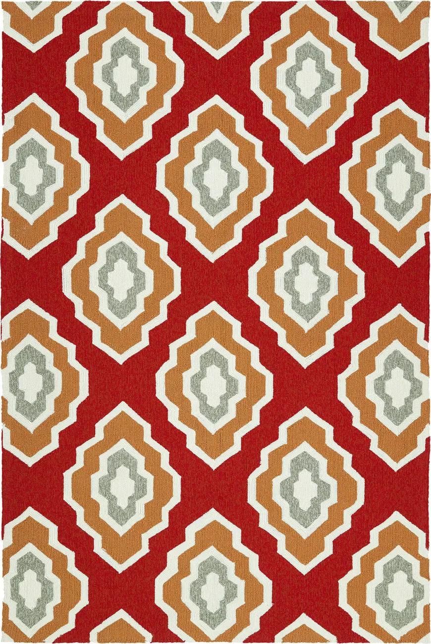 Modern Loom Escape Red Tweed Outdoor Patterned Modern Rug
