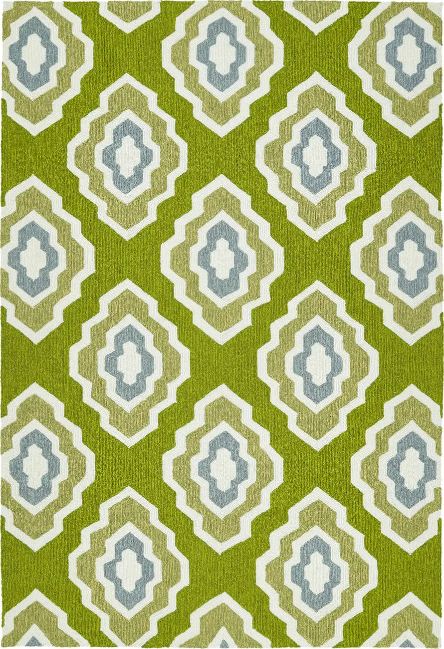 Modern Loom Escape Apple Green Outdoor Patterned Modern Rug