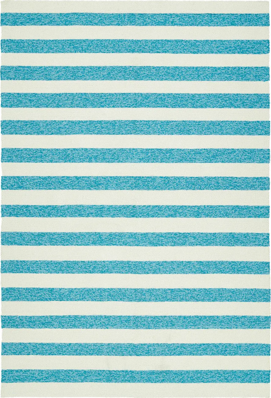 Modern Loom Escape Blue Tweed Outdoor Striped Modern Rug