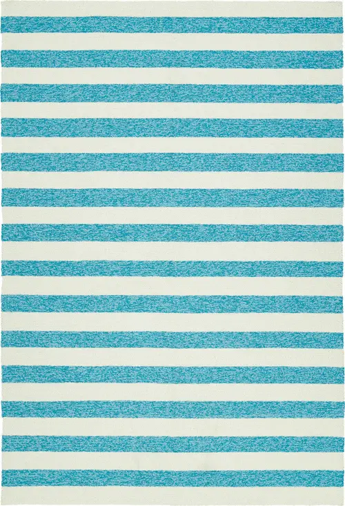 Modern Loom Escape Blue Tweed Outdoor Striped Modern Rug