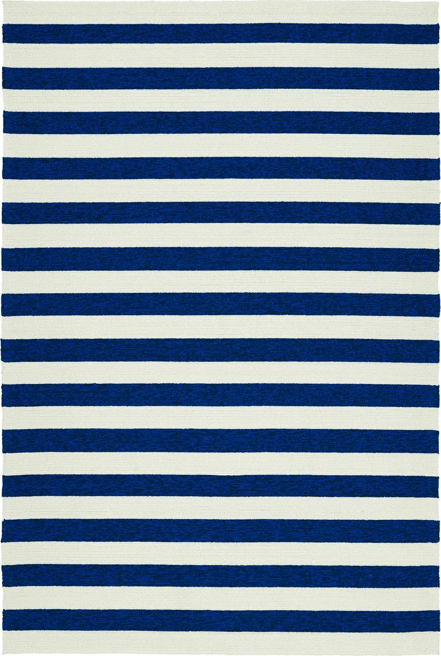 Modern Loom Escape Navy Tweed Outdoor Striped Modern Rug