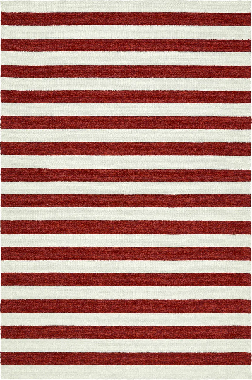 Modern Loom Escape Red Tweed Outdoor Striped Modern Rug