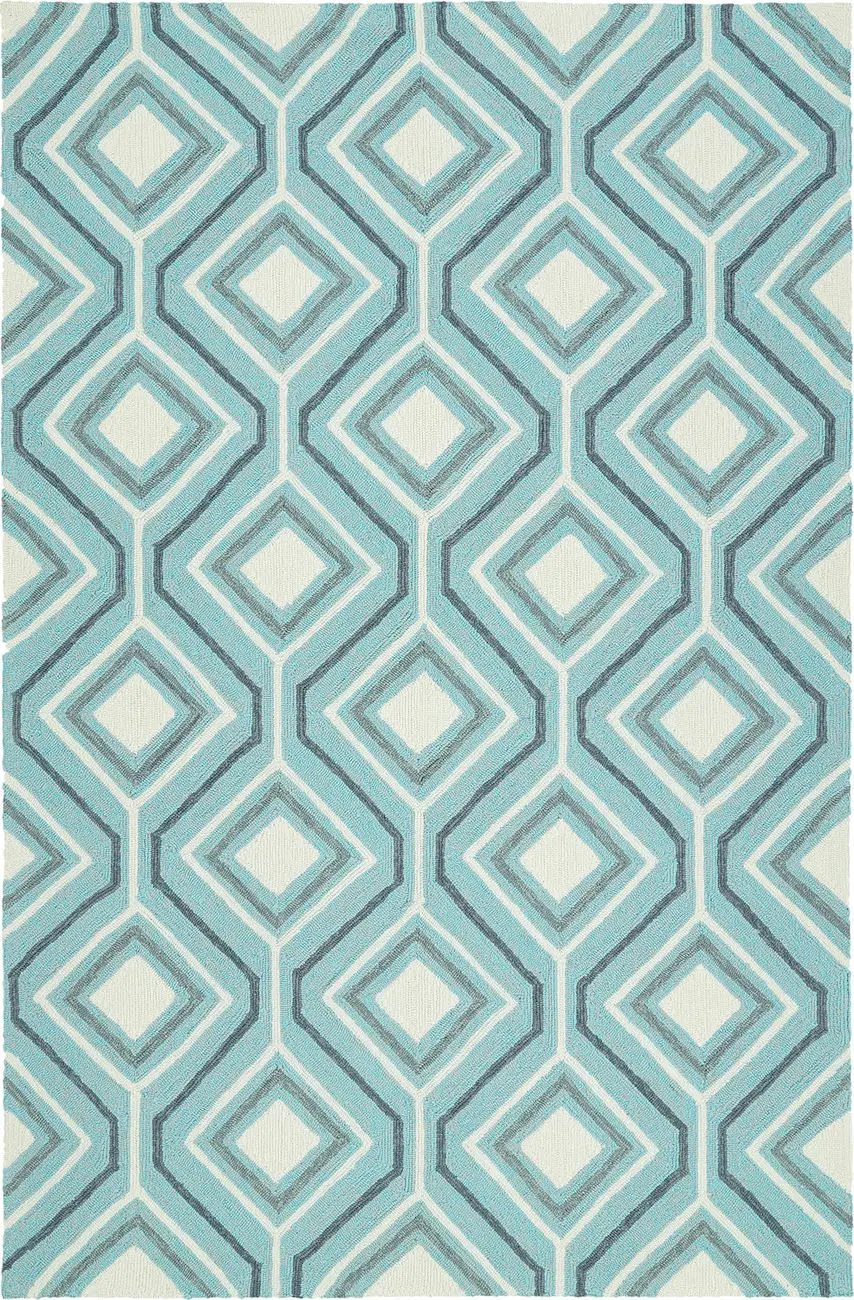 Modern Loom Escape Light Blue Outdoor Patterned Modern Rug