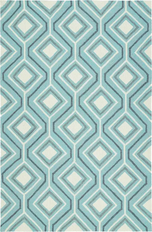 Modern Loom Escape Light Blue Outdoor Patterned Modern Rug