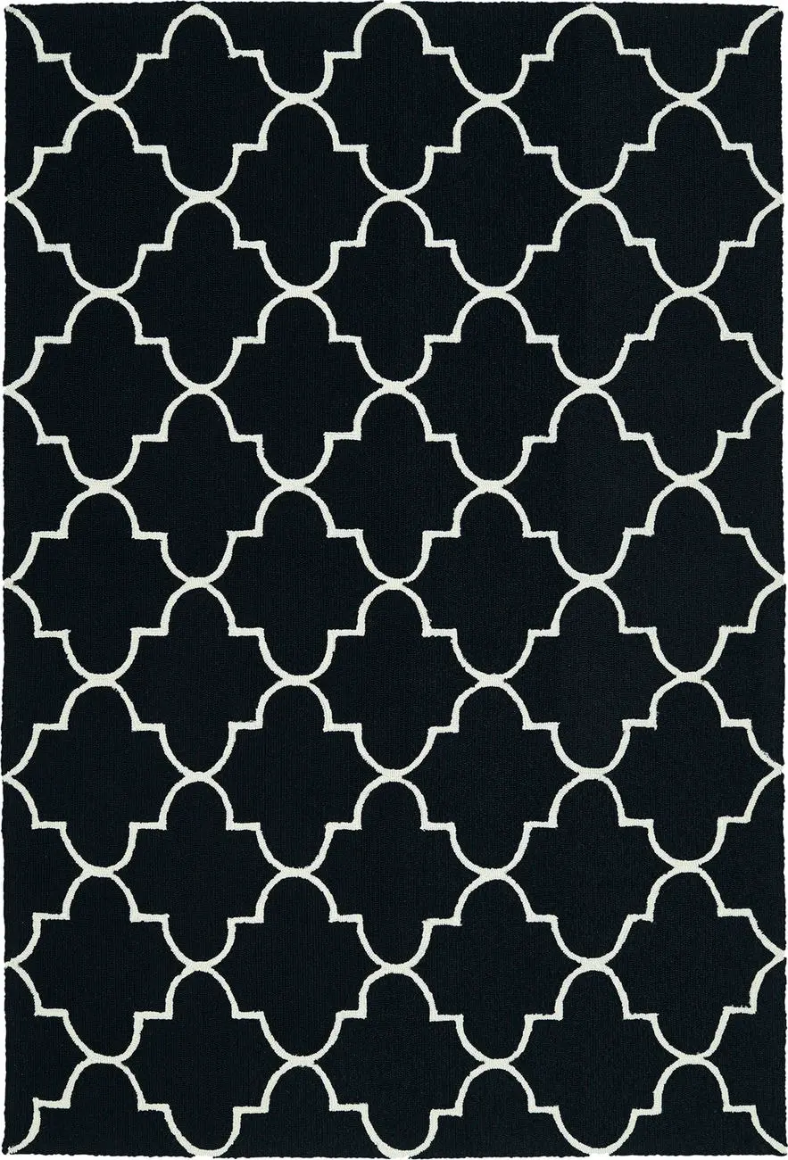 Modern Loom Escape Black Outdoor Patterned Modern Rug