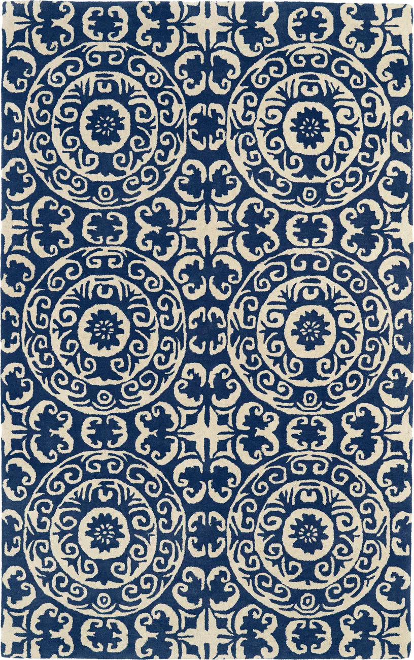 Modern Loom Evolution Hand Tufted Navy Transitional Rug