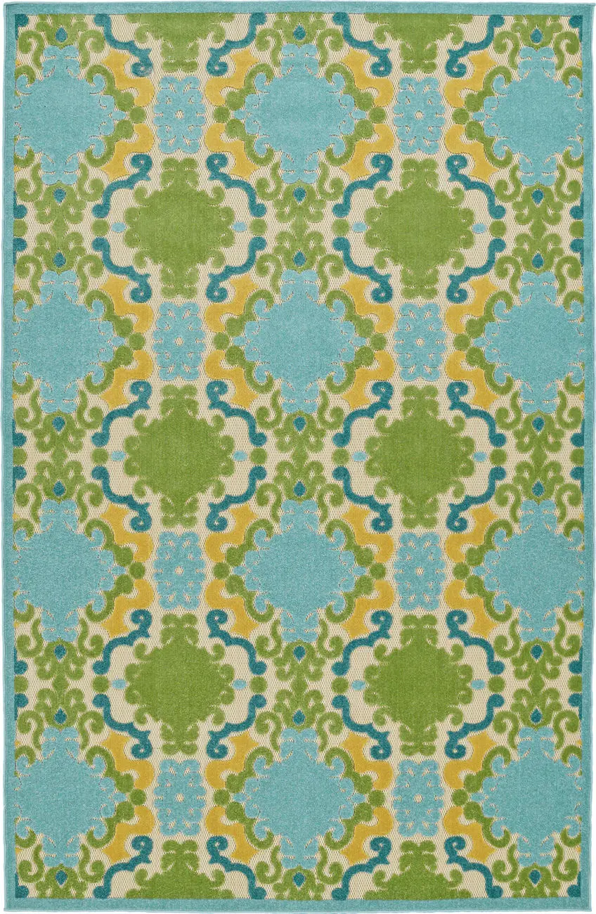 Modern Loom Fresh Air Light Blue Outdoor Patterned Modern Rug