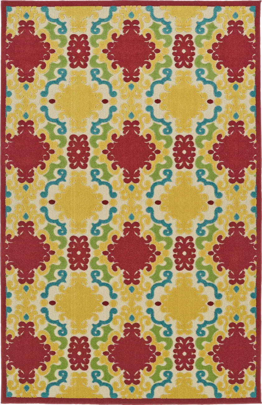 Modern Loom Fresh Air Red Outdoor Patterned Modern Rug