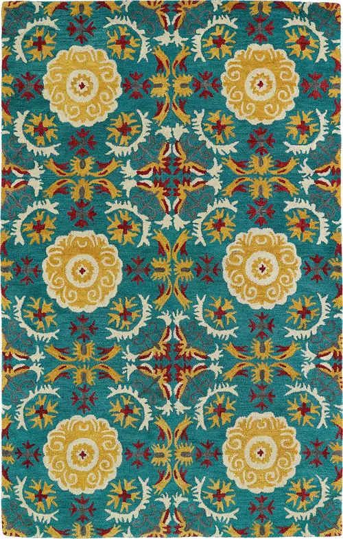 Modern Loom Global Inspirations Turquoise Transitional Rug