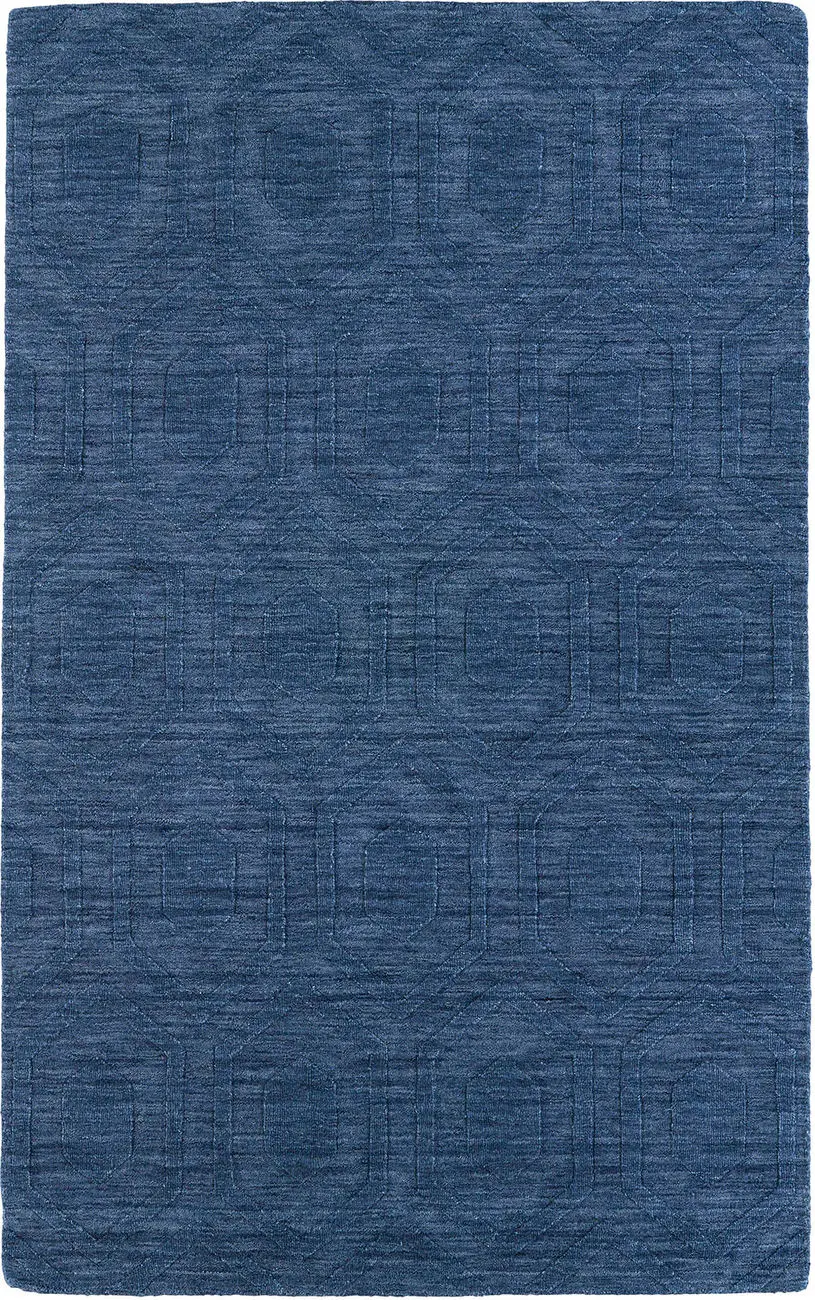 Modern Loom Imprints Denim Blue Patterned Modern Rug