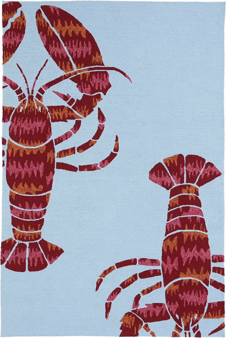 Modern Loom Matira Sky Blue Outdoor Floral Contemporary Rug