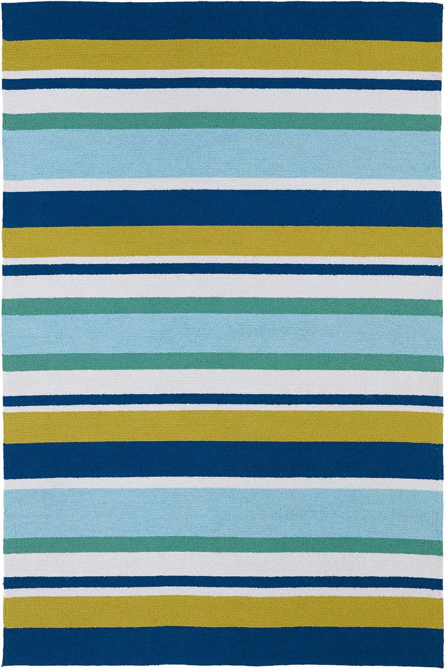 Modern Loom Matira Navy Outdoor Striped Modern Rug