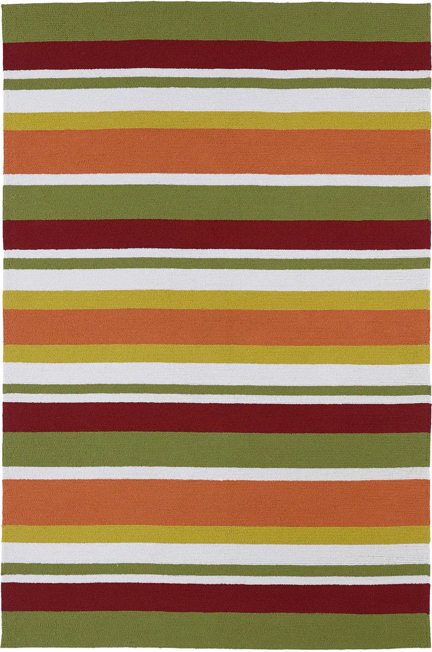Modern Loom Matira Orange Outdoor Striped Modern Rug