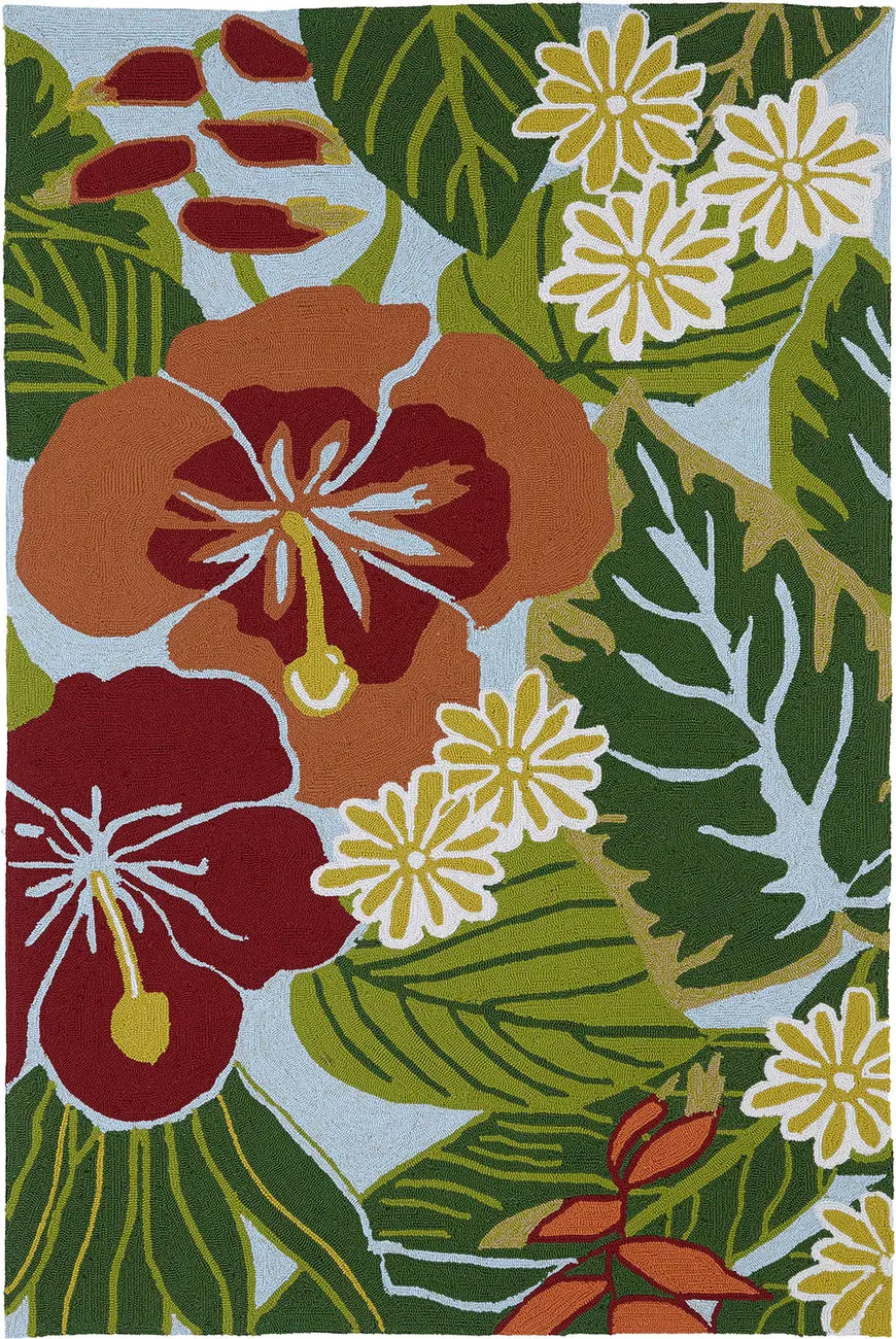 Modern Loom Matira Sky Blue Outdoor Floral Contemporary Rug 2