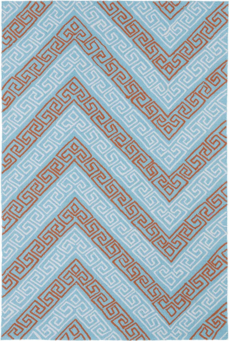 Modern Loom Matira Sky Blue Outdoor Patterned Modern Rug 2