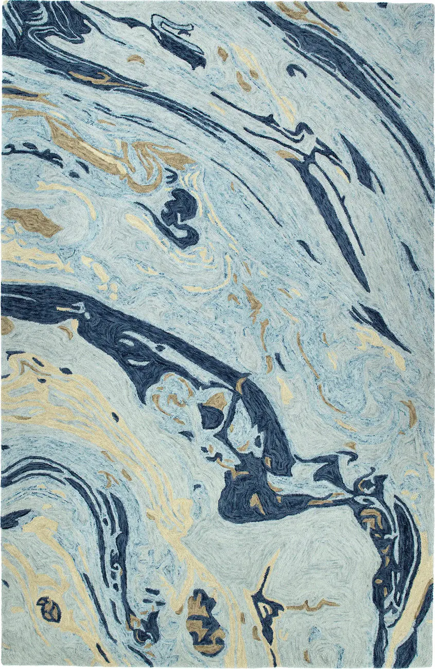 Modern Loom Marble Hand Tufted Blue Modern Rug