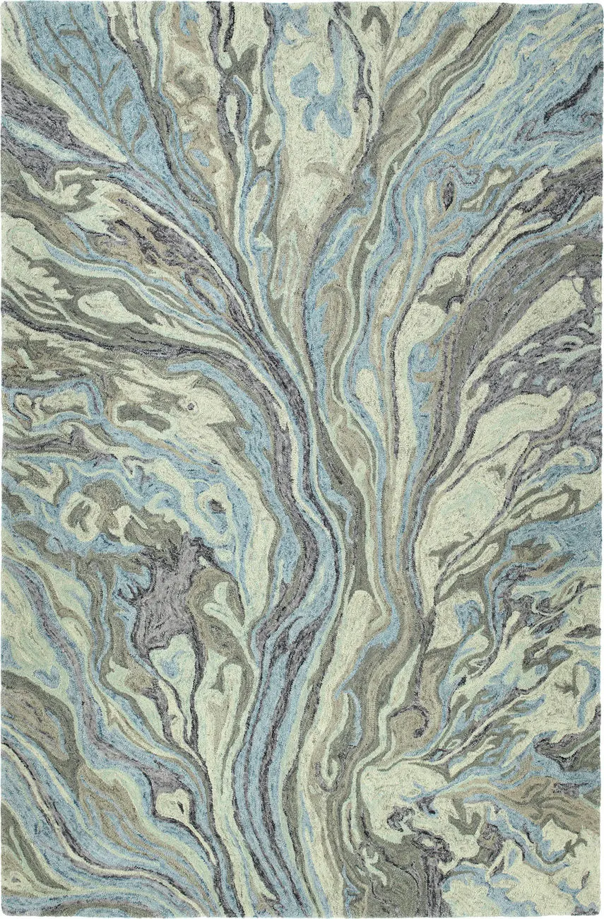 Modern Loom Marble Hand Tufted Blue Modern Rug 2