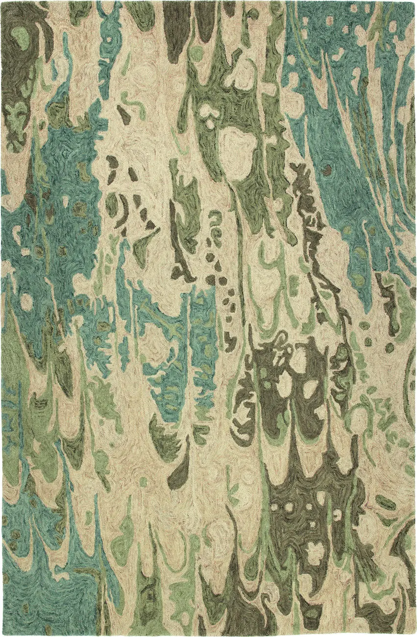 Modern Loom Marble Hand Tufted Green Modern Rug