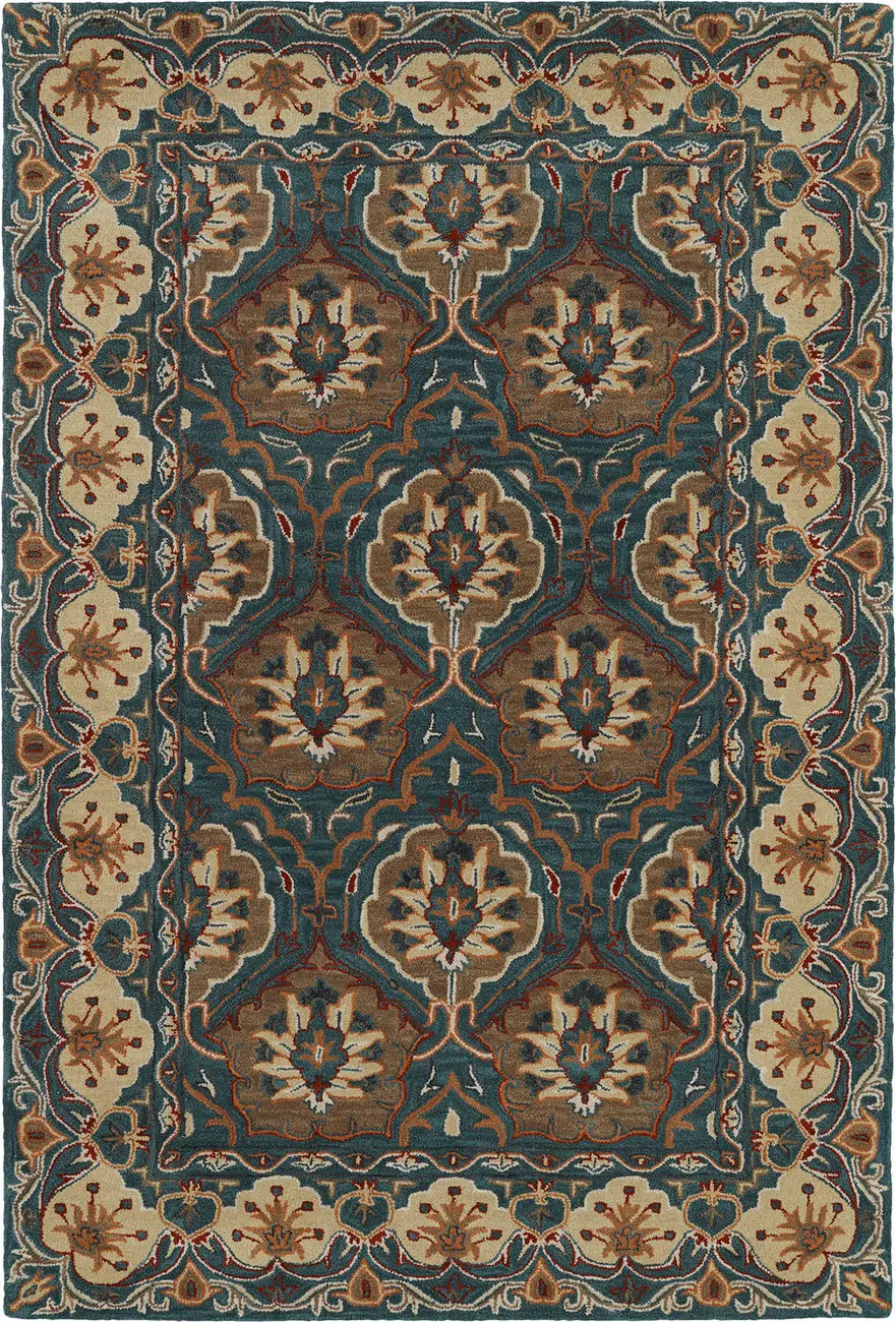 Modern Loom Middleton Hand Tufted Teal Traditional Rug 2