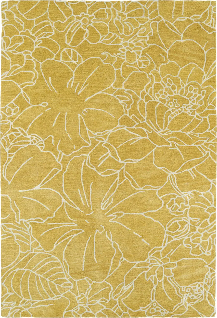 Modern Loom Melange Yellow Floral Contemporary Rug