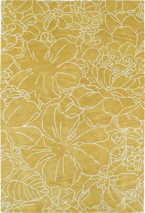 Modern Loom Melange Yellow Floral Contemporary Rug