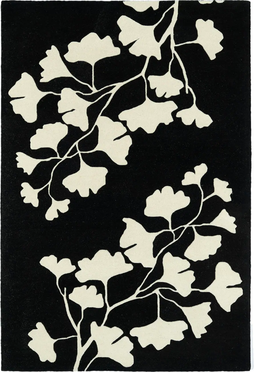 Modern Loom Melange Black Floral Contemporary Rug