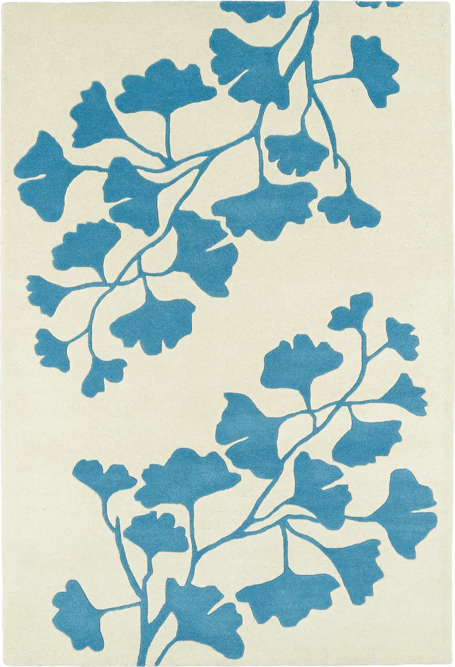 Modern Loom Melange Light Blue Floral Contemporary Rug