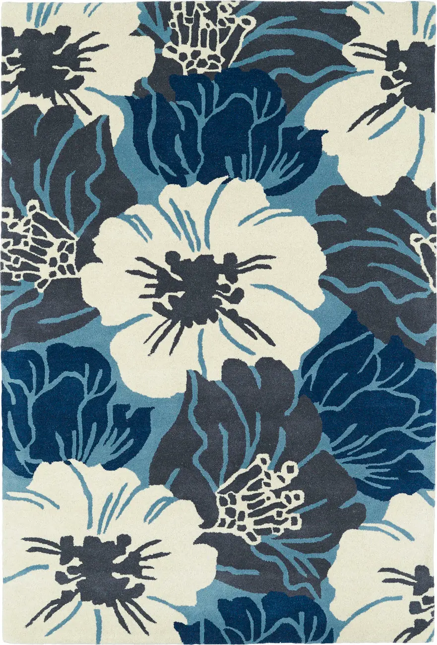 Modern Loom Melange Hand Tufted Navy Floral Contemporary Rug