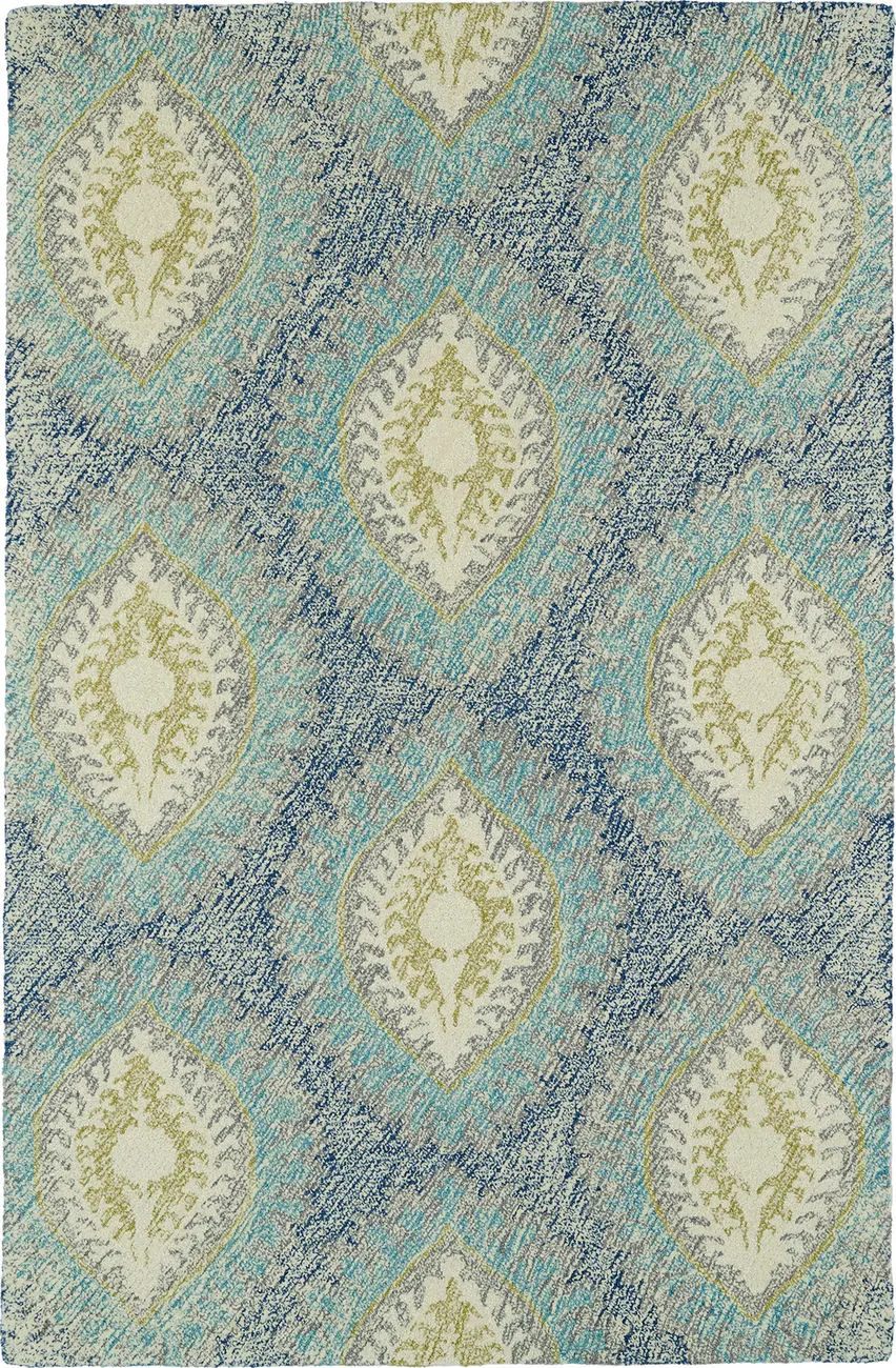 Modern Loom Montage Hand Tufted Denim Blue Transitional Rug