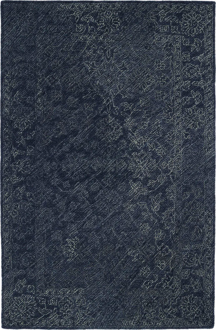 Modern Loom Montage Hand Tufted Denim Blue Transitional Rug 2