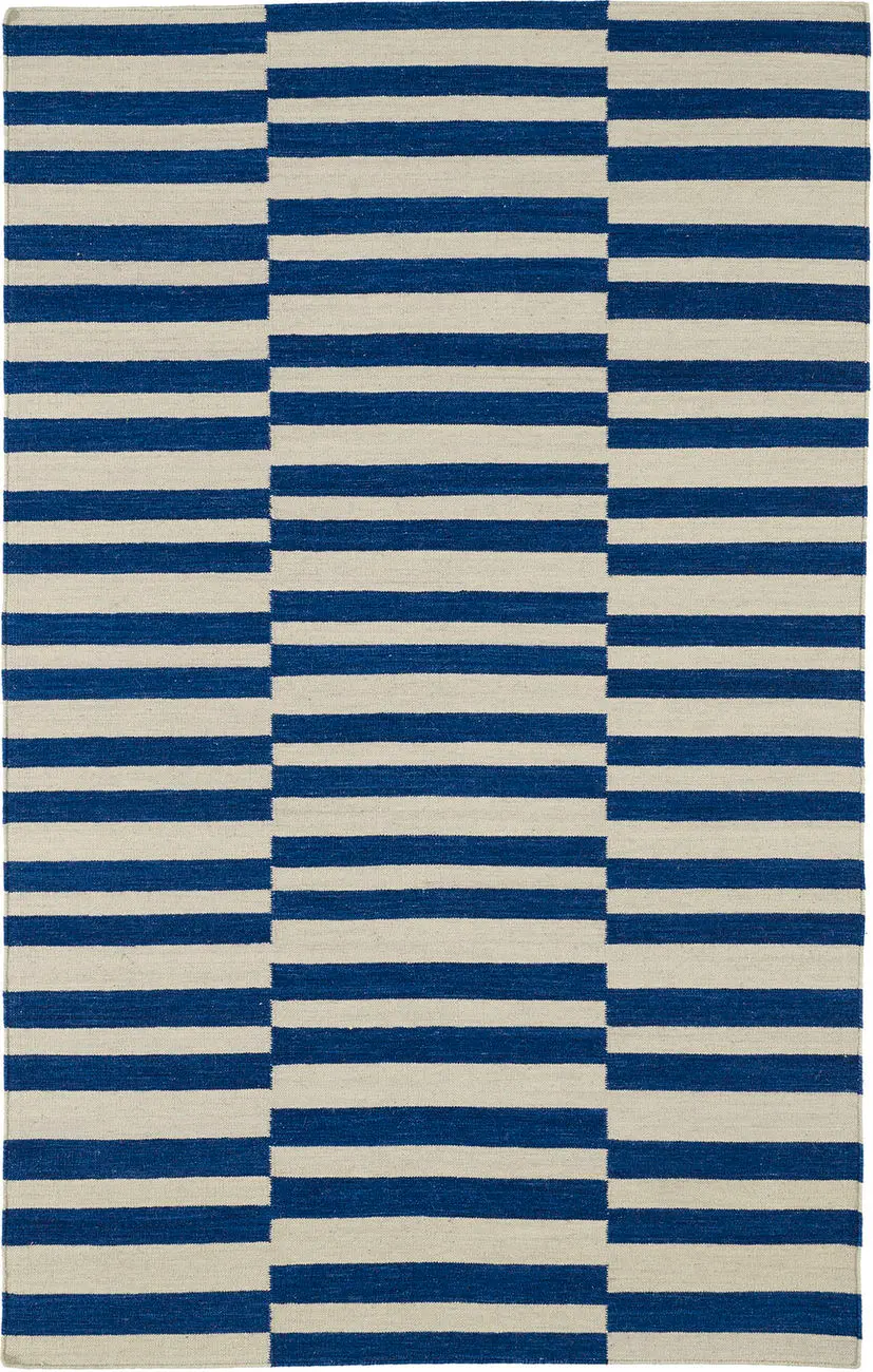 Modern Loom Nomad Flatweave Navy Striped Modern Rug