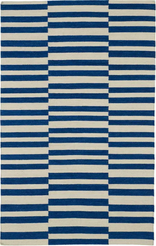 Modern Loom Nomad Flatweave Navy Striped Modern Rug