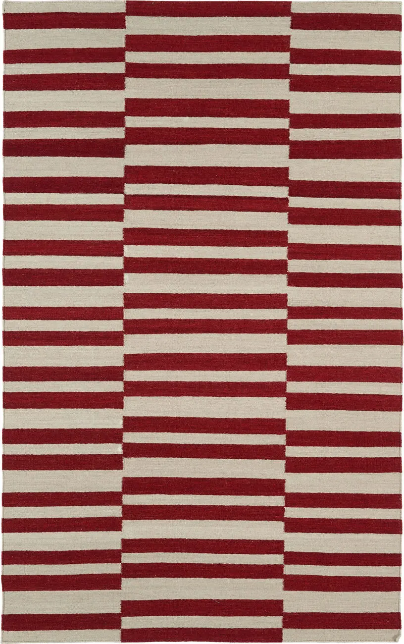 Modern Loom Nomad Flatweave Red Striped Modern Rug