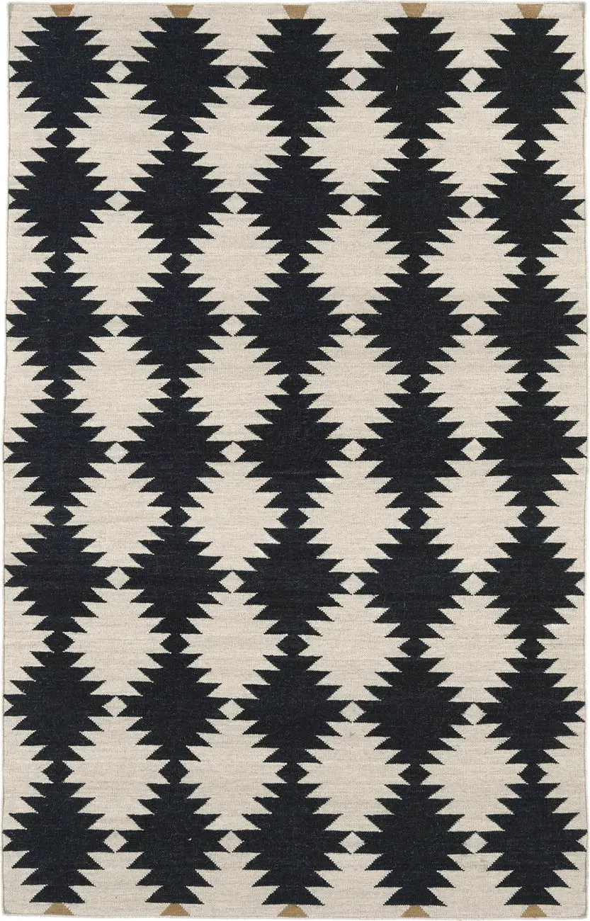 Modern Loom Nomad Flatweave Black Patterned Modern Rug