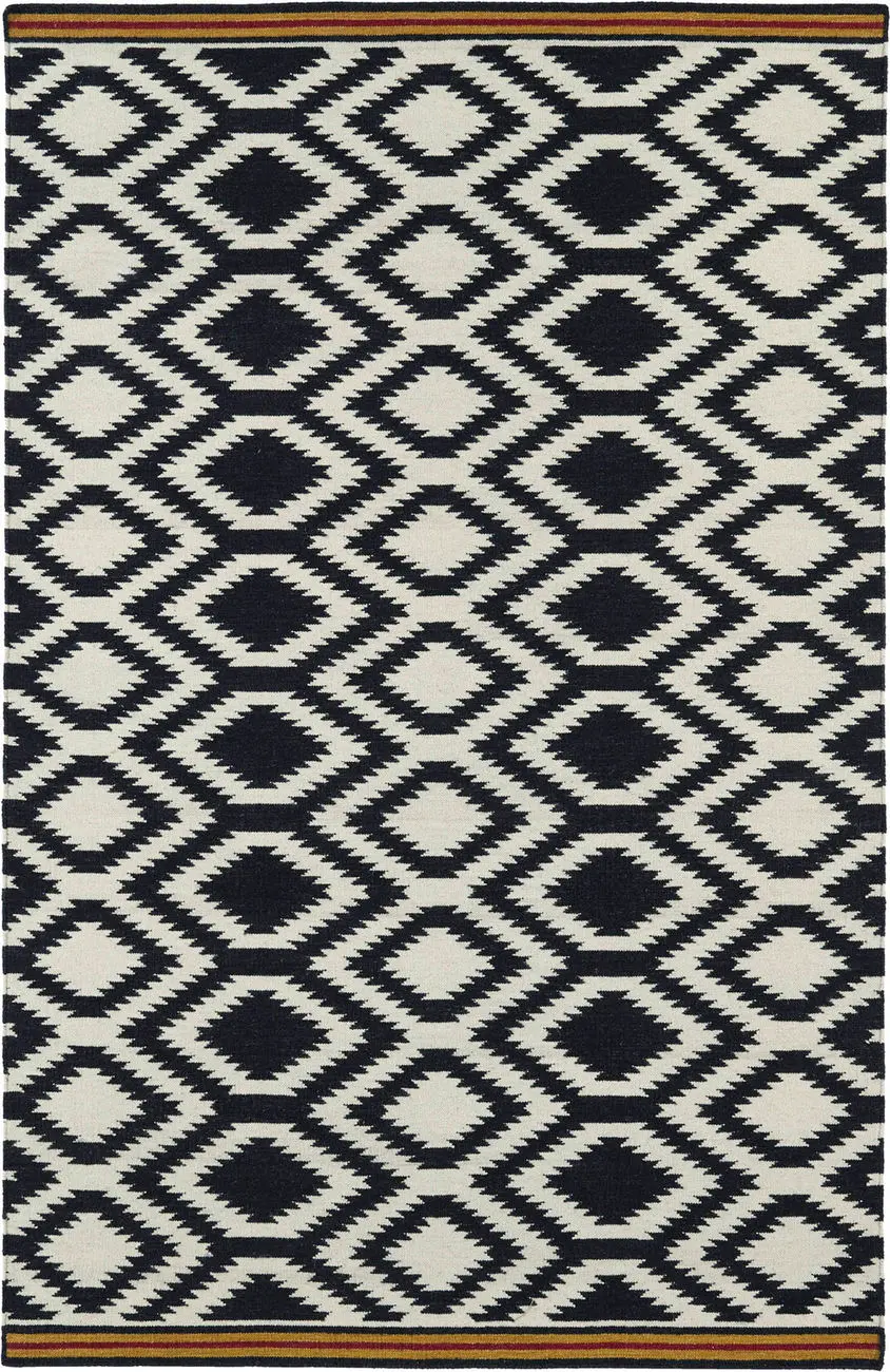 Modern Loom Nomad Flatweave Black Patterned Modern Rug 2